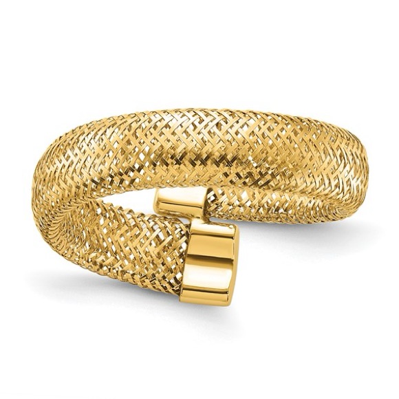 Leslie's 14k Yellow Gold Mesh Bypass Stretch Ring Flexible Italian Design